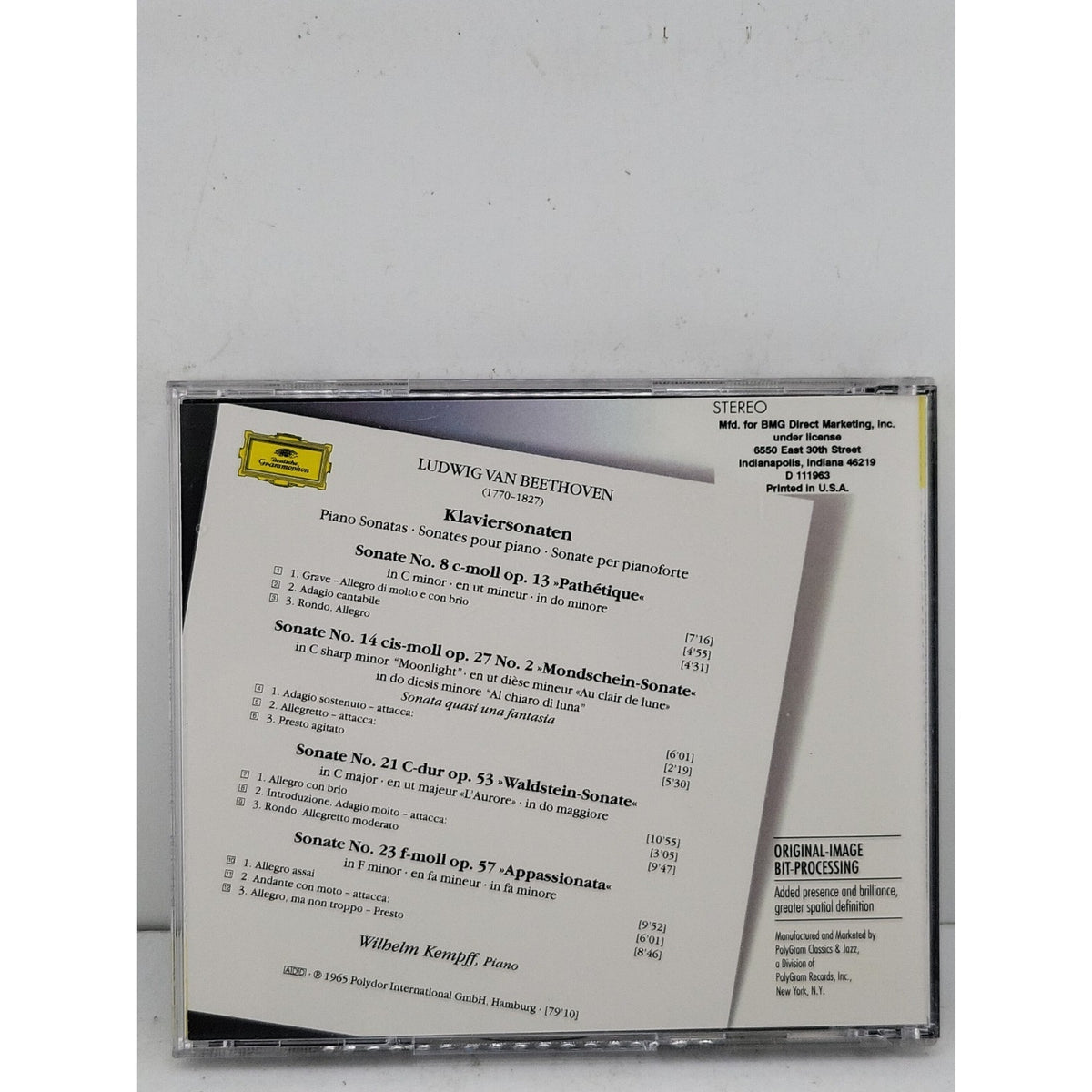 Beethoven- Klaviersonaten NOS.8,14,21,23 Wilhelm Kempff CD