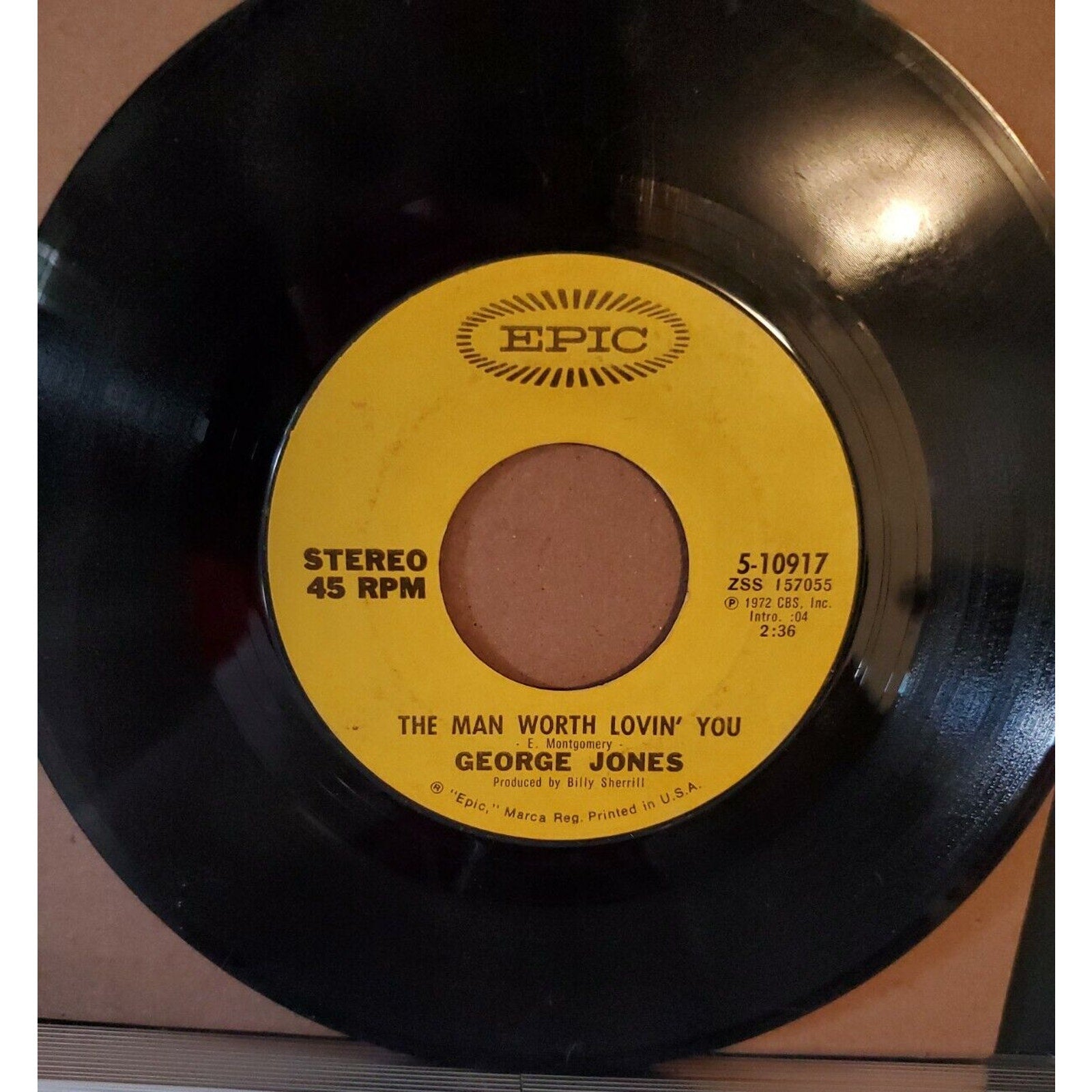 GEORGE JONES THE MAN WORTH LOVIN' YOU 45 RPM COUNTRY EPIC 1972
