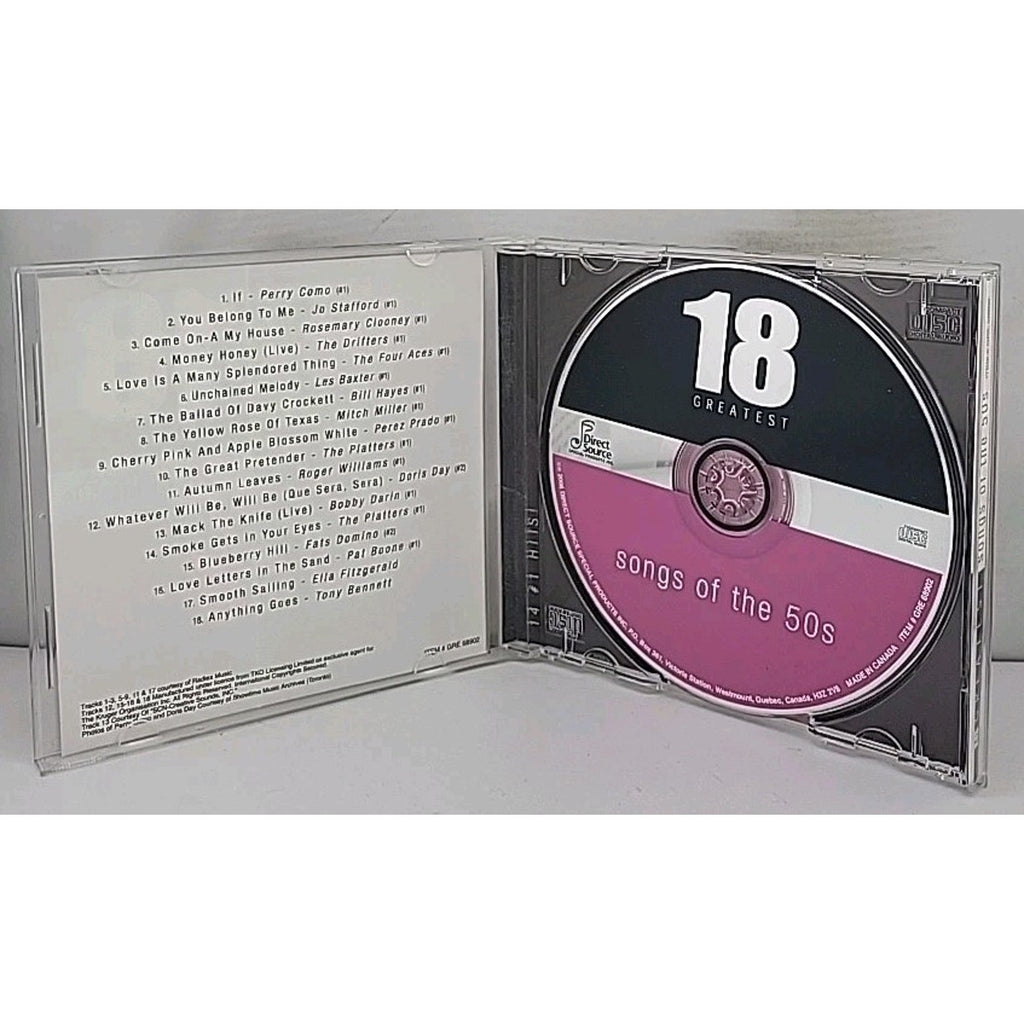 Songs of the 50s: 18 Greatest by Various Artists (CD, Mar-2007, Direct Source)