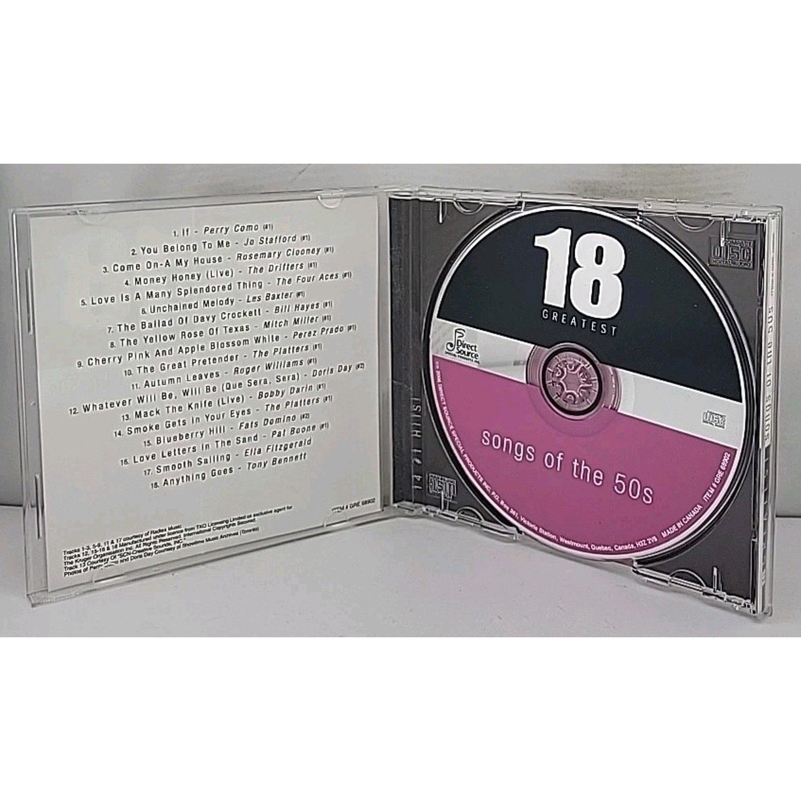 Songs of the 50s: 18 Greatest by Various Artists (CD, Mar-2007, Direct Source)
