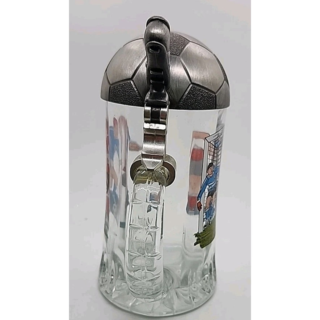 Vintage Beer Mug Beer Seidel Football 60's 50's Beer Mug Glass Tin