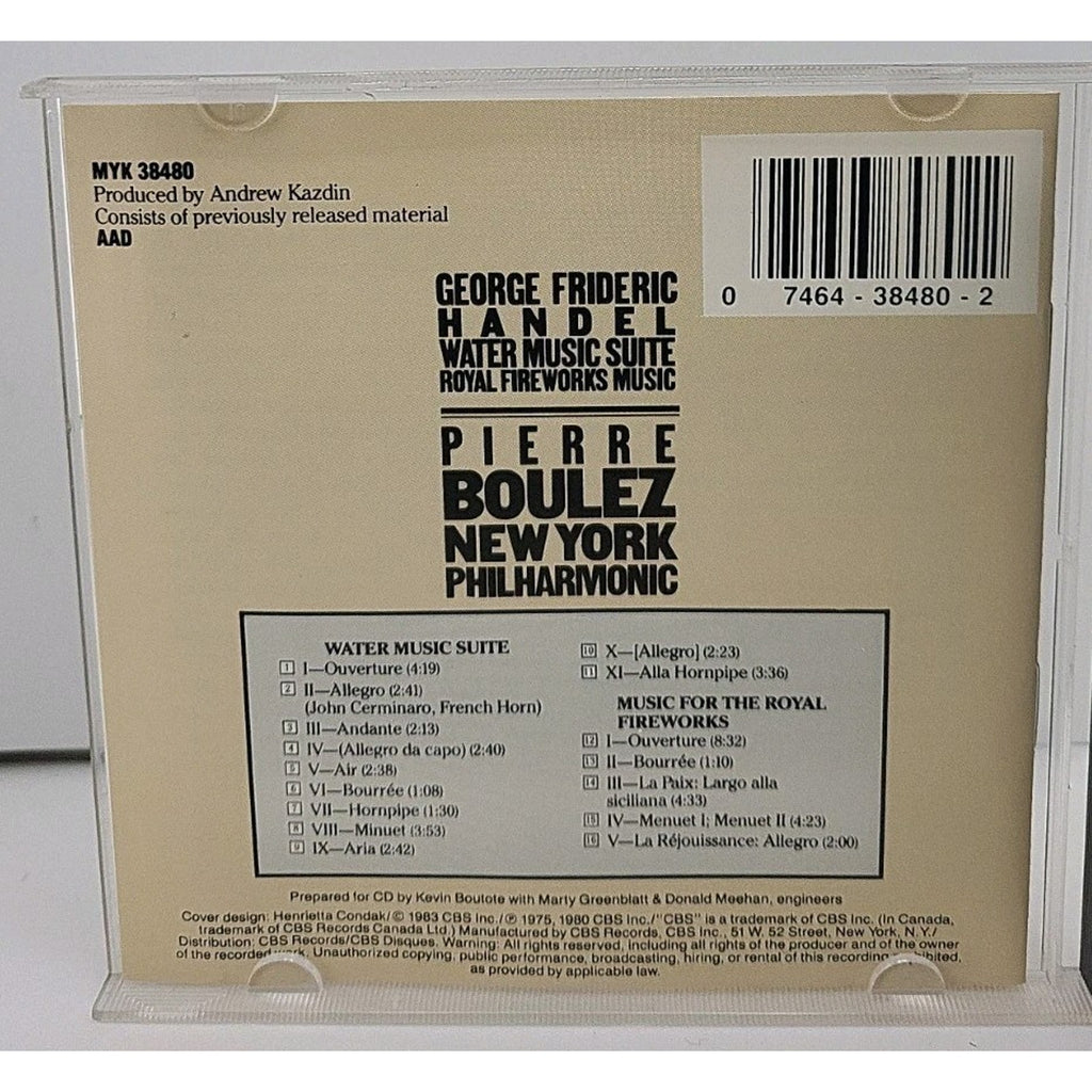 Water Music Suite Royal Firewor by Handel / Boulez / Nyp (CD, 1990)