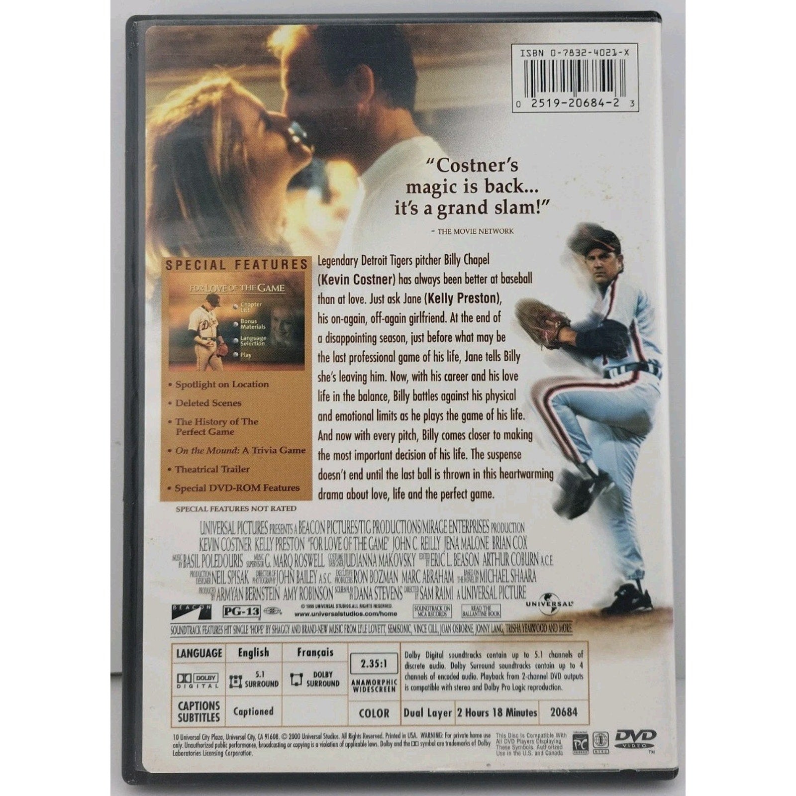 For Love of the Game (DVD, 1999)