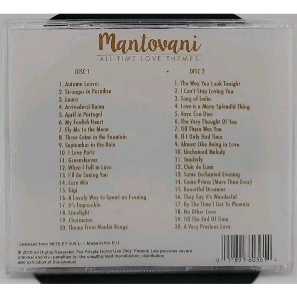 Mantovani All Time Love Themes 2-Disc 40 Songs CD