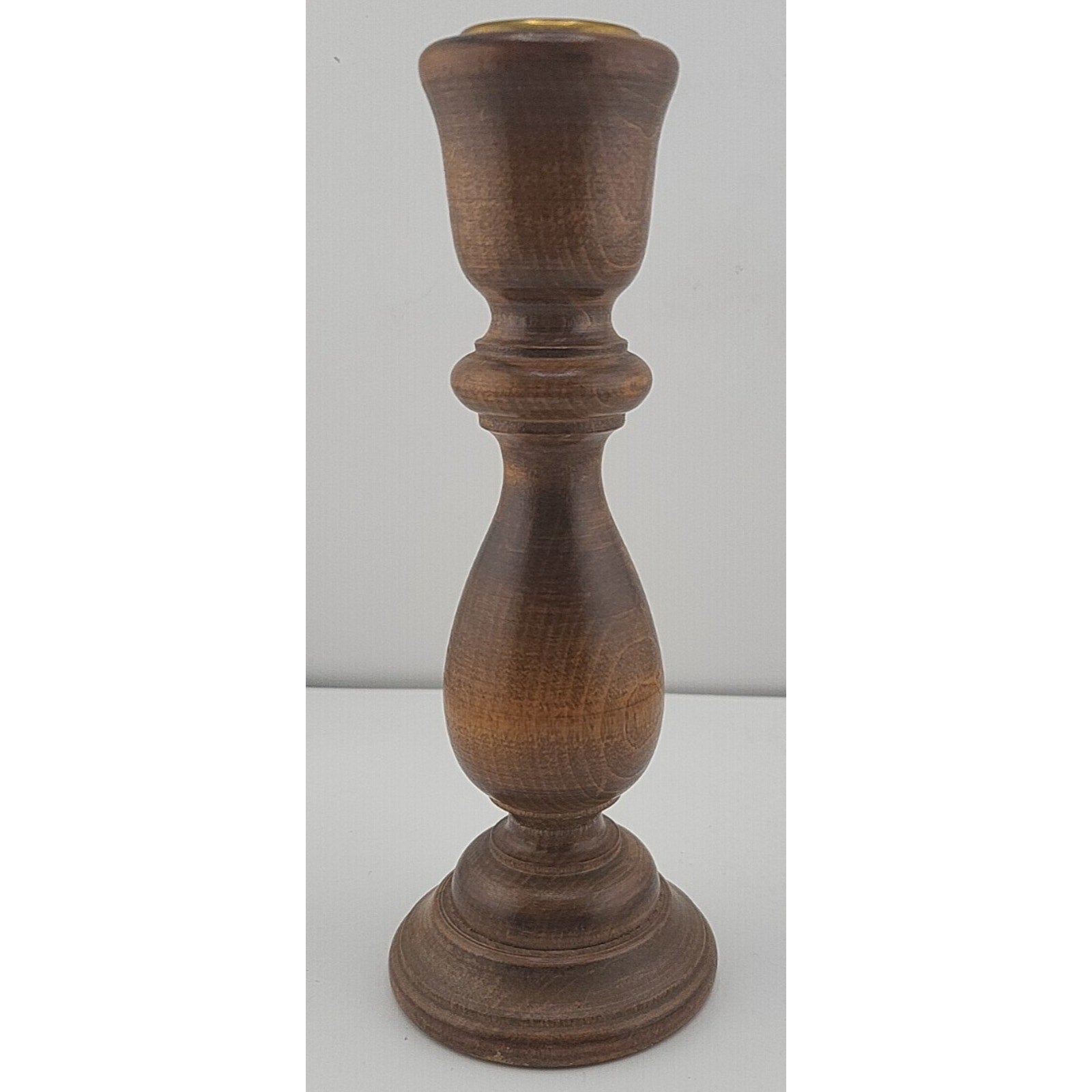 Vintage Carved Wooden Candlestick – Handmade – Felt Bottom – 6.75” Tall