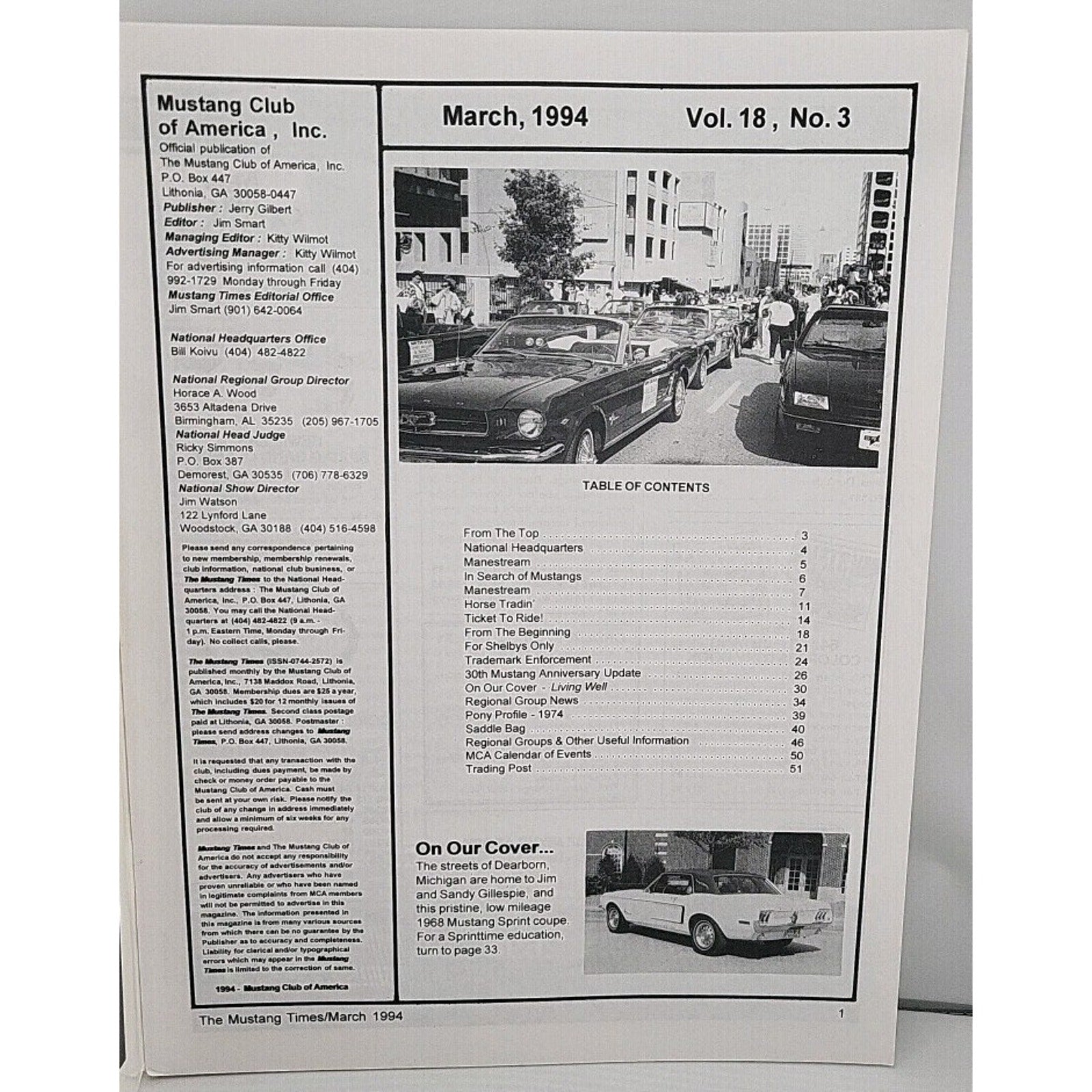Mustang Times Volume 19 No 3 March 1994