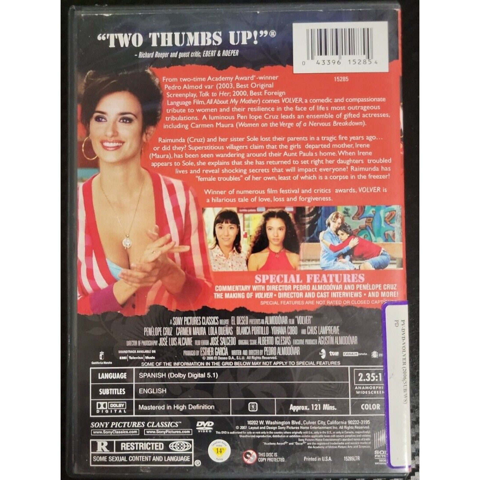 Volver (DVD 2006) Penelope Cruz Almodovar Carmen Maura Lola Duenas