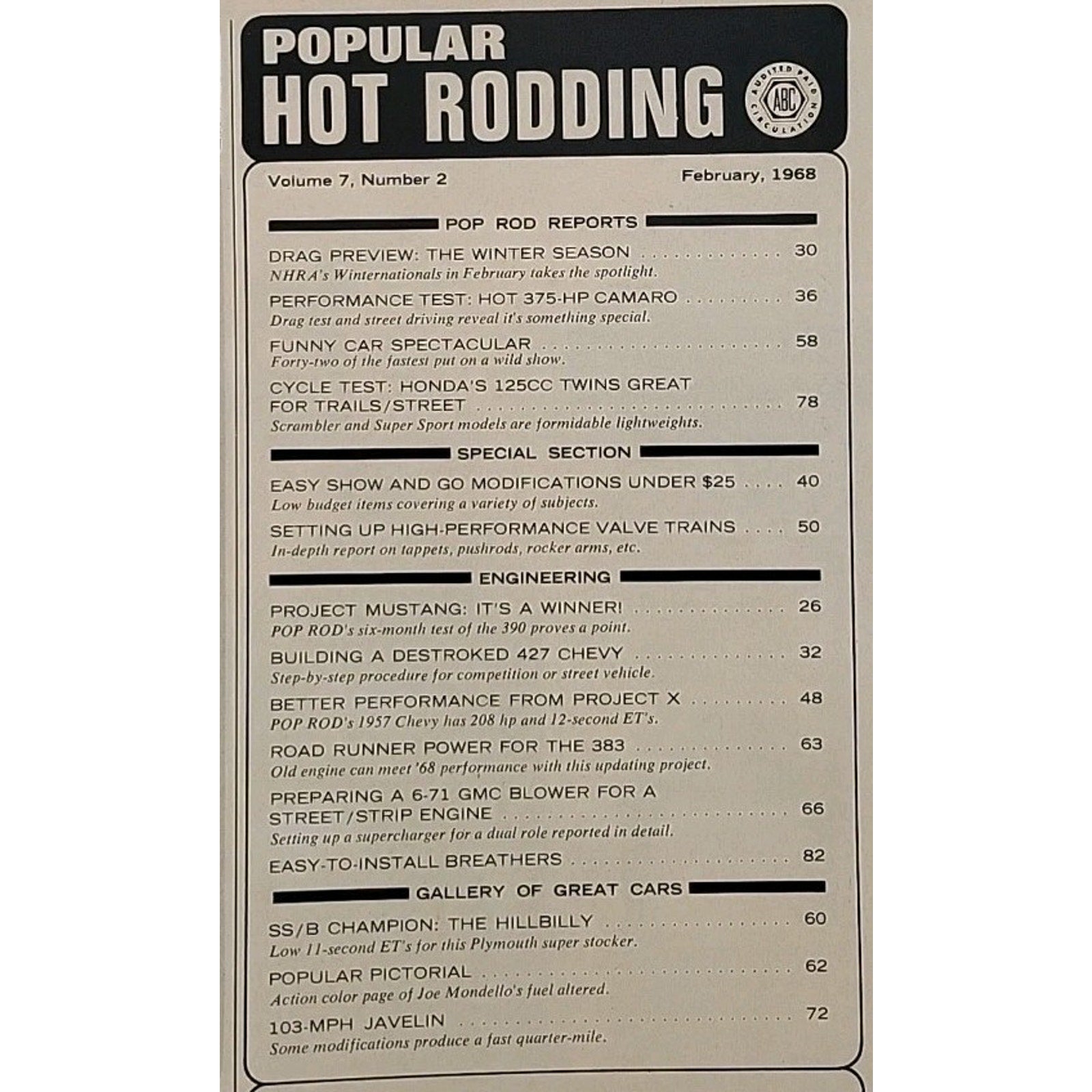 Popular Hot Rodding Magazine February 1968