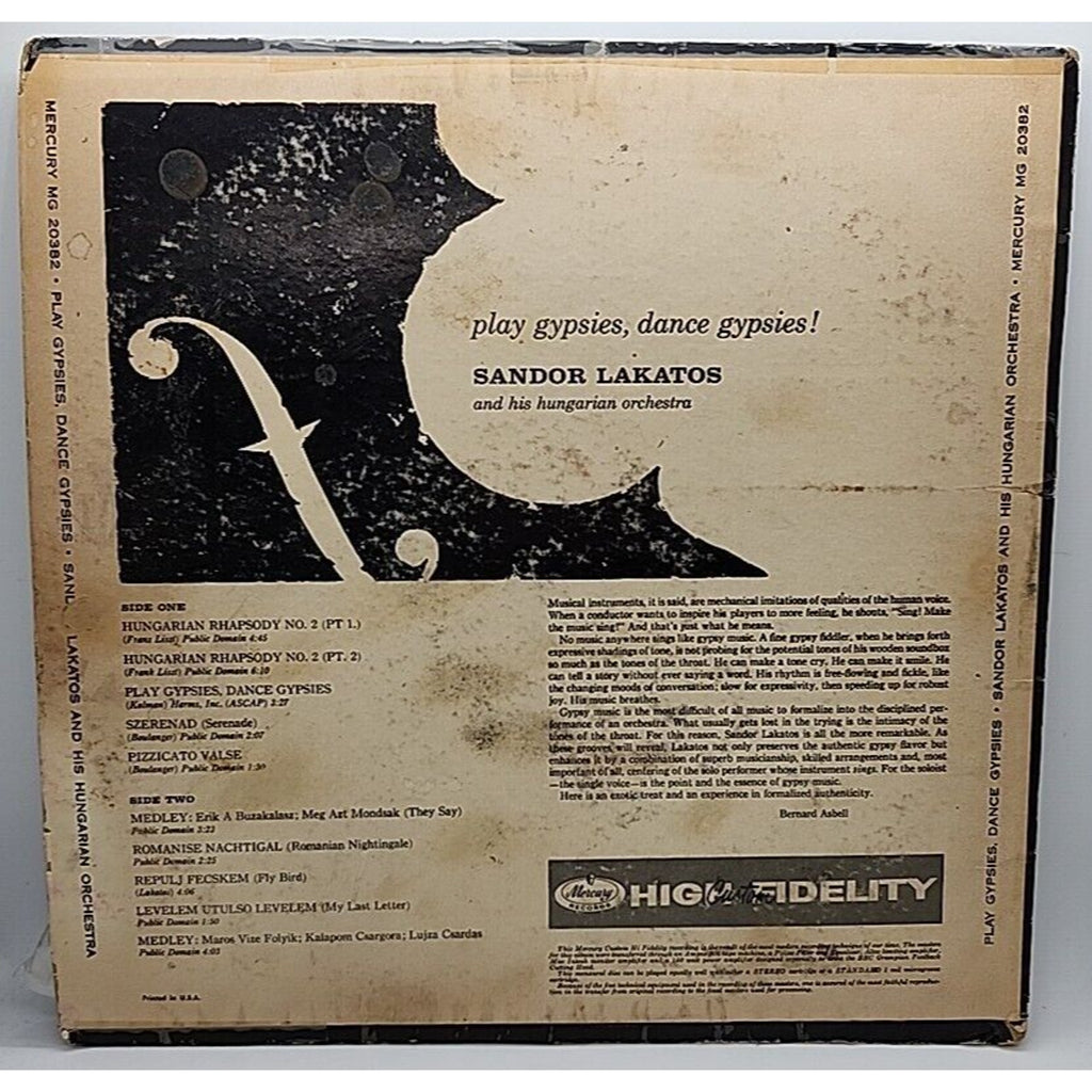 Lakatos Sandor : Play Gypsies, Dance Gypsies (Record)