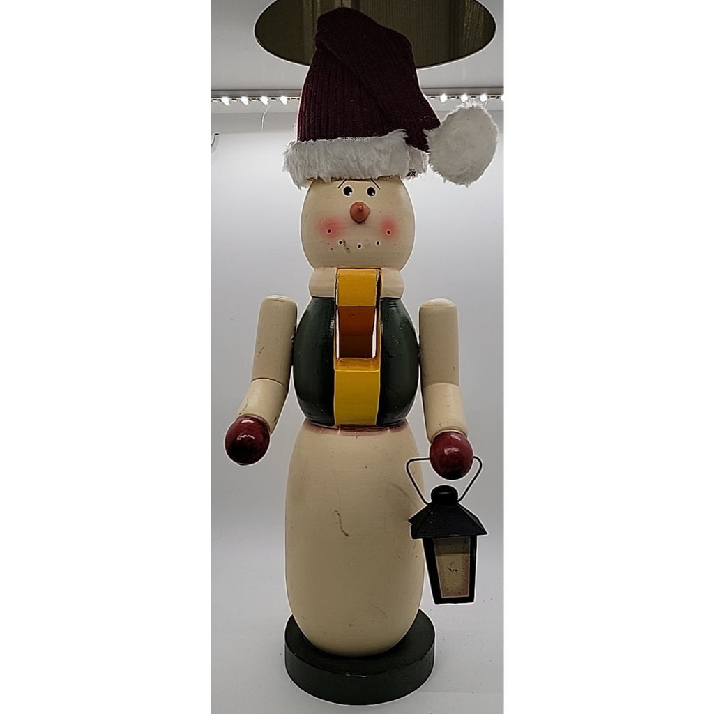 15" Snowman With Lantern & Red Hat Nutcracker