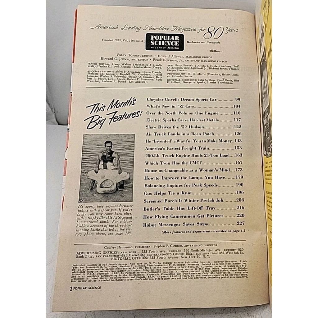 Popular Science Monthly Mechanics And Handicraft - February 1952 - Vol.160 No.2