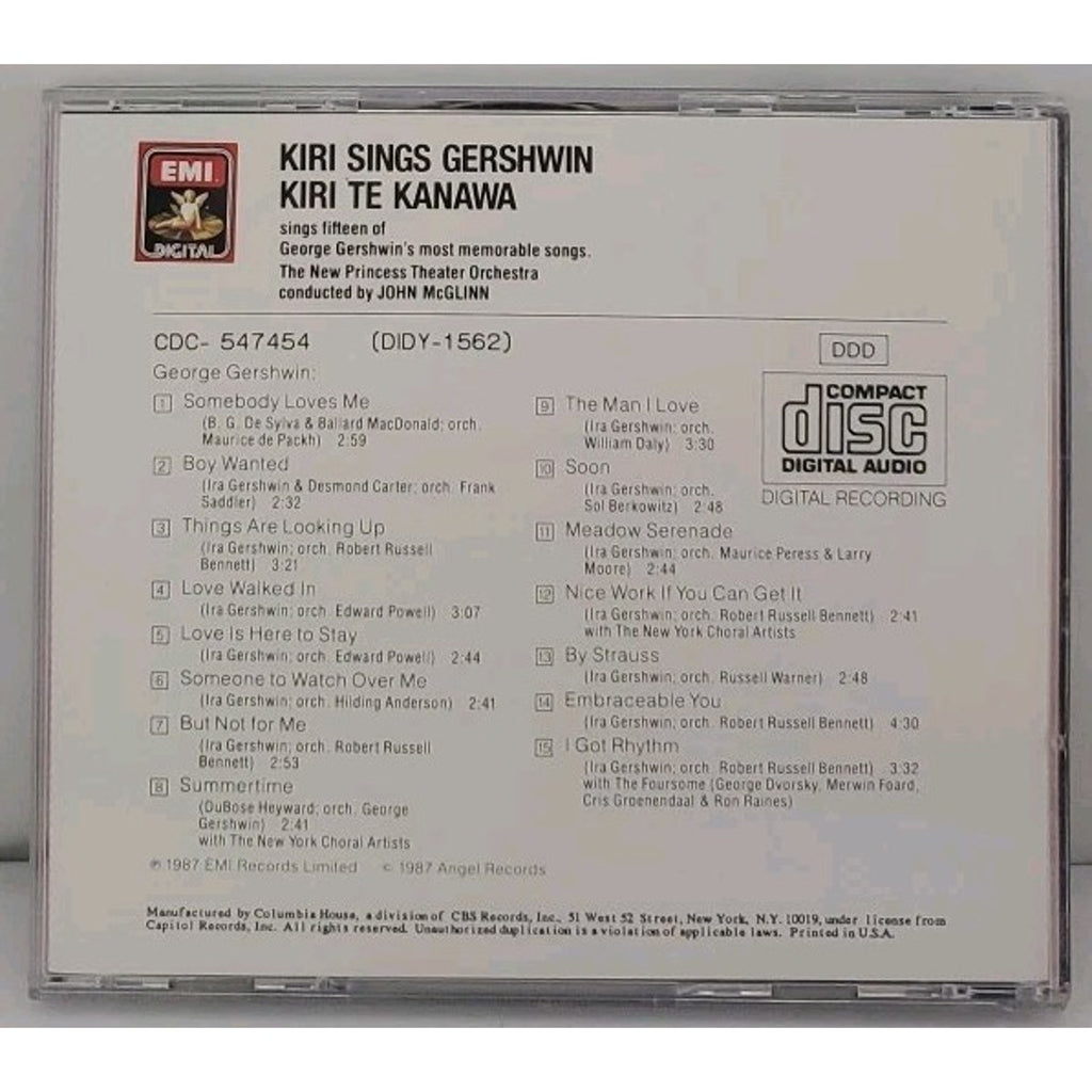 Kiri Te Kanawa – Kiri Sings Gershwin CD Angel Records Digital