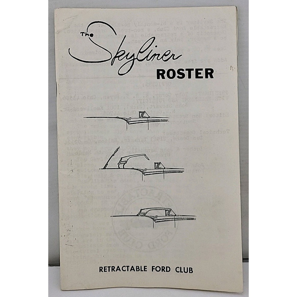 The Skyliner Roster - Retractable Ford Club - 1975