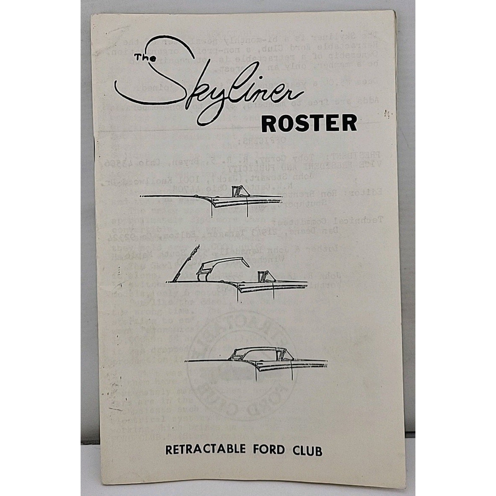The Skyliner Roster - Retractable Ford Club - 1975