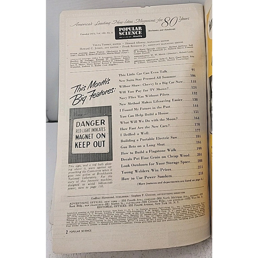 Popular Science Monthly: Mechanics And Handicraft - April 1952 - Vol. 160 No. 4