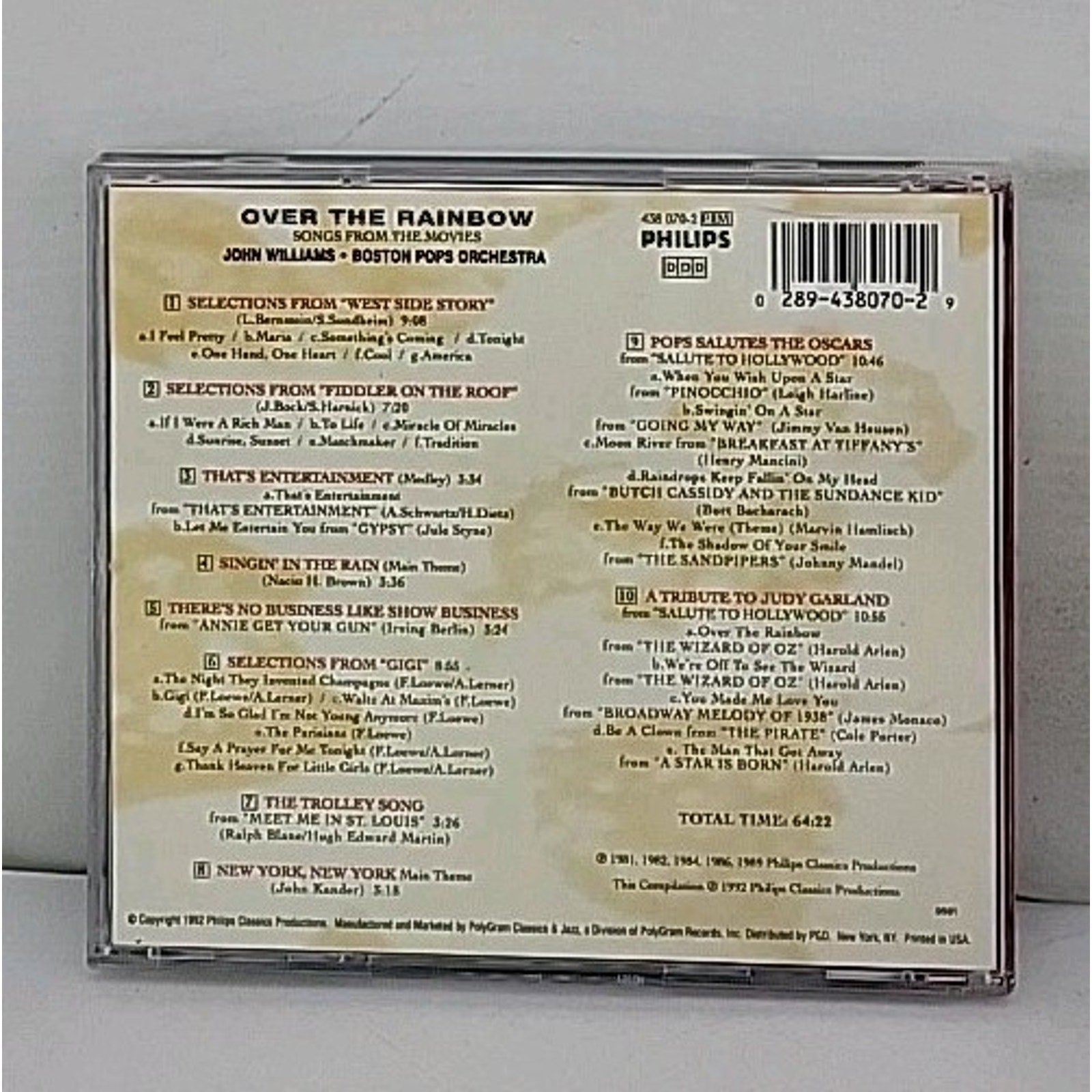 Over the Rainbow / Songs from the Movies by Boston Pops (CD, 1992)