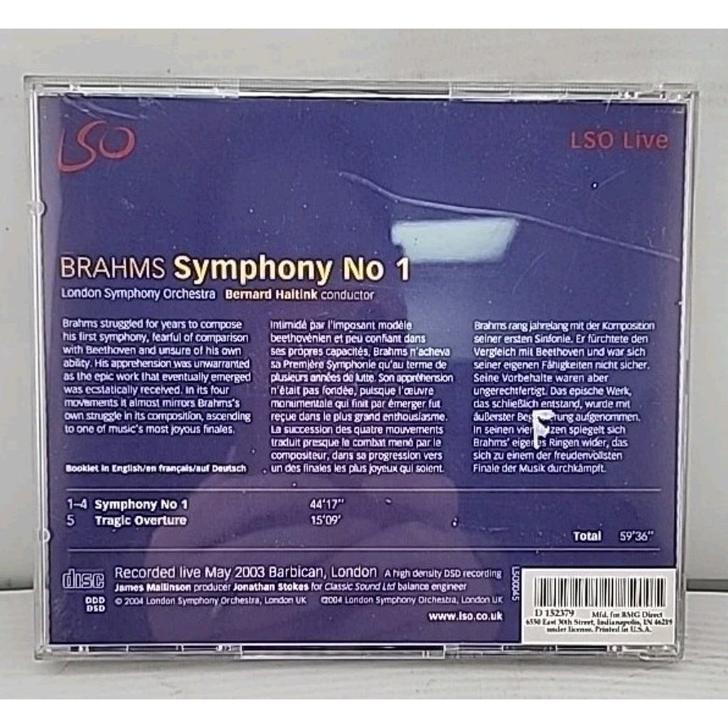 Johannes Brahms Symphony No. 1 (Haitink, Lso) (CD) Album