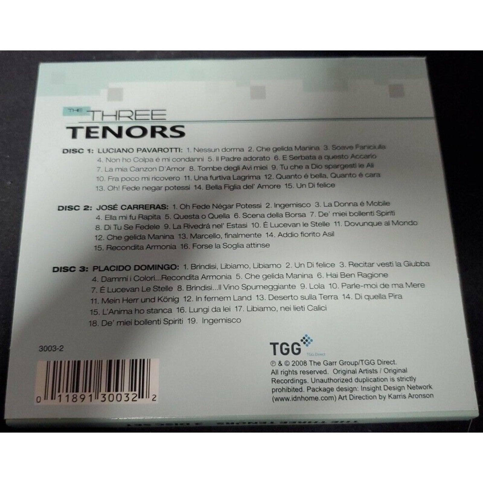The Three Tenors (CD, Jan-2008, 3 Discs, TGG Direct)
