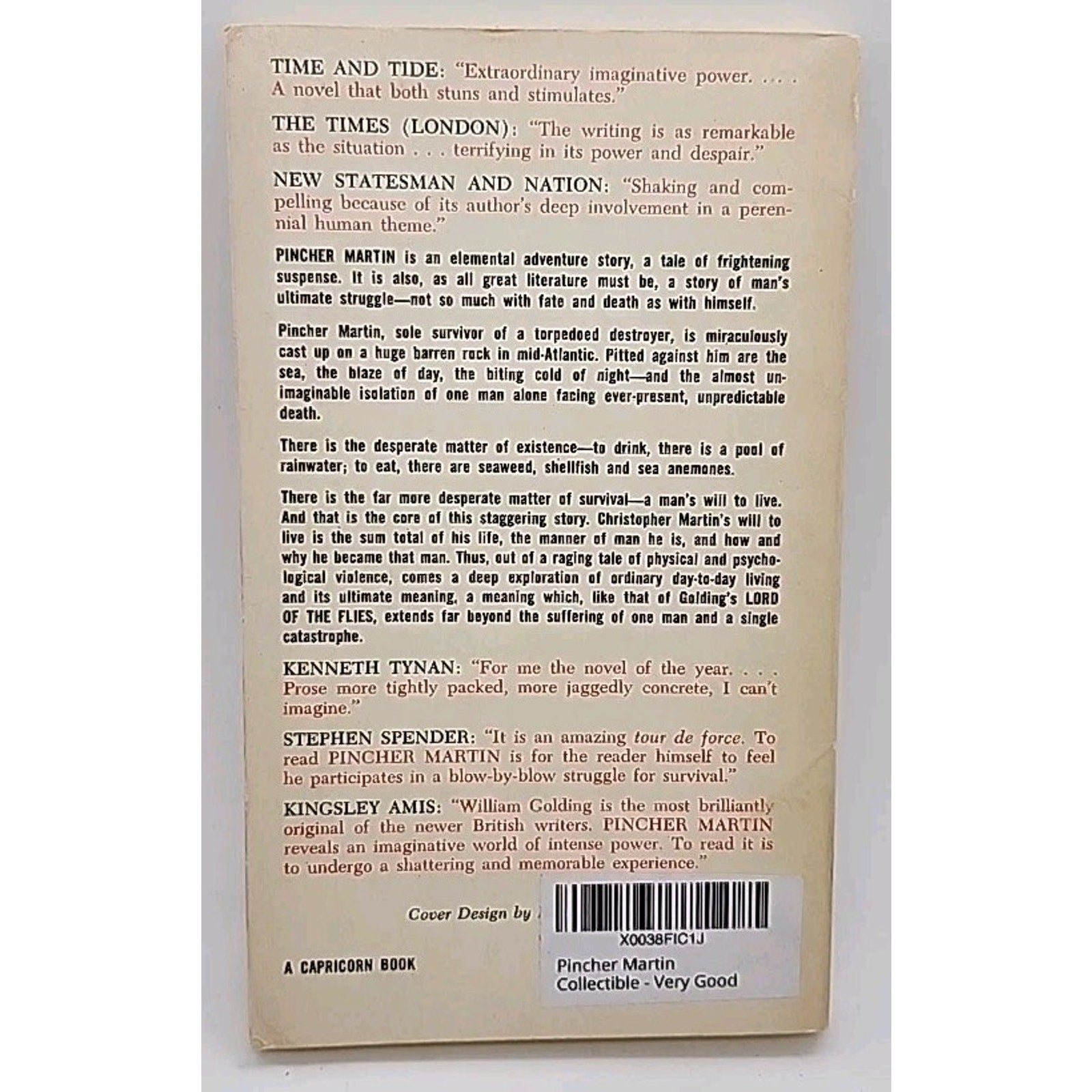 Pincher Martin by William Golding 1966 Paperback