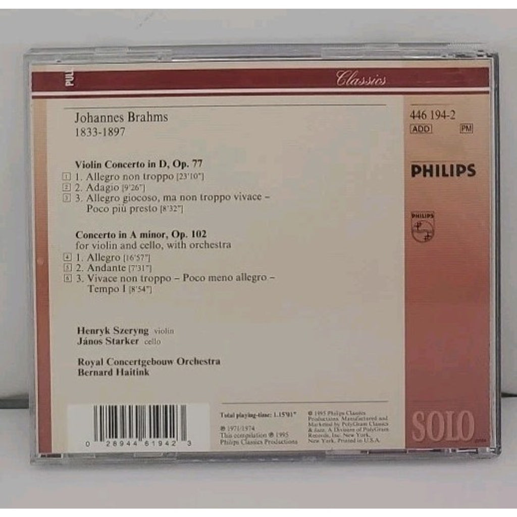 Brahms Violin Concerto; Double Concerto CD