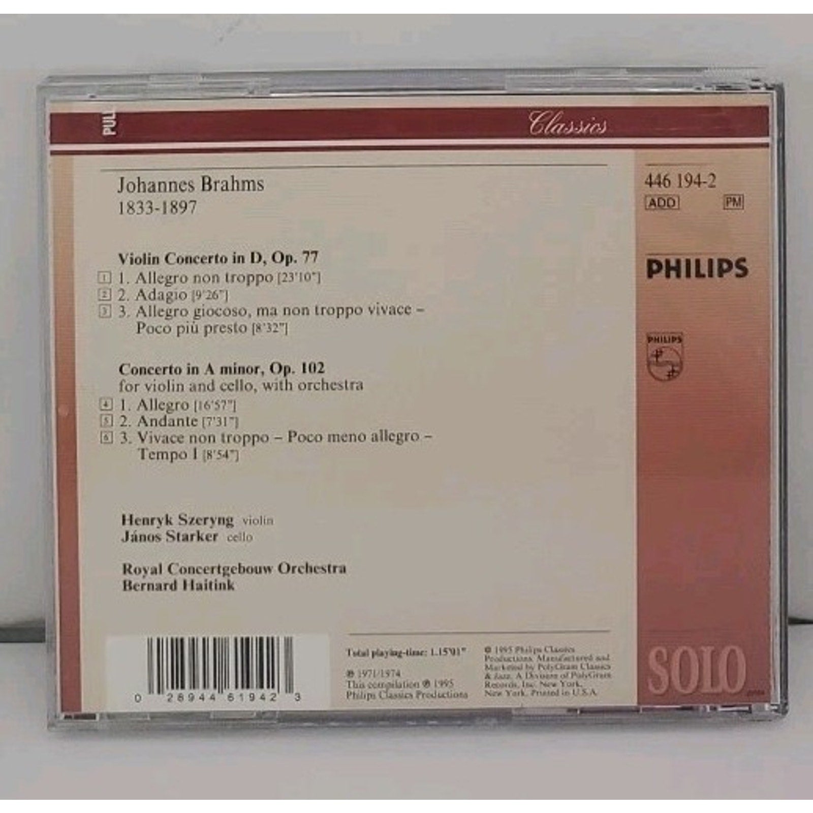 Brahms Violin Concerto; Double Concerto CD