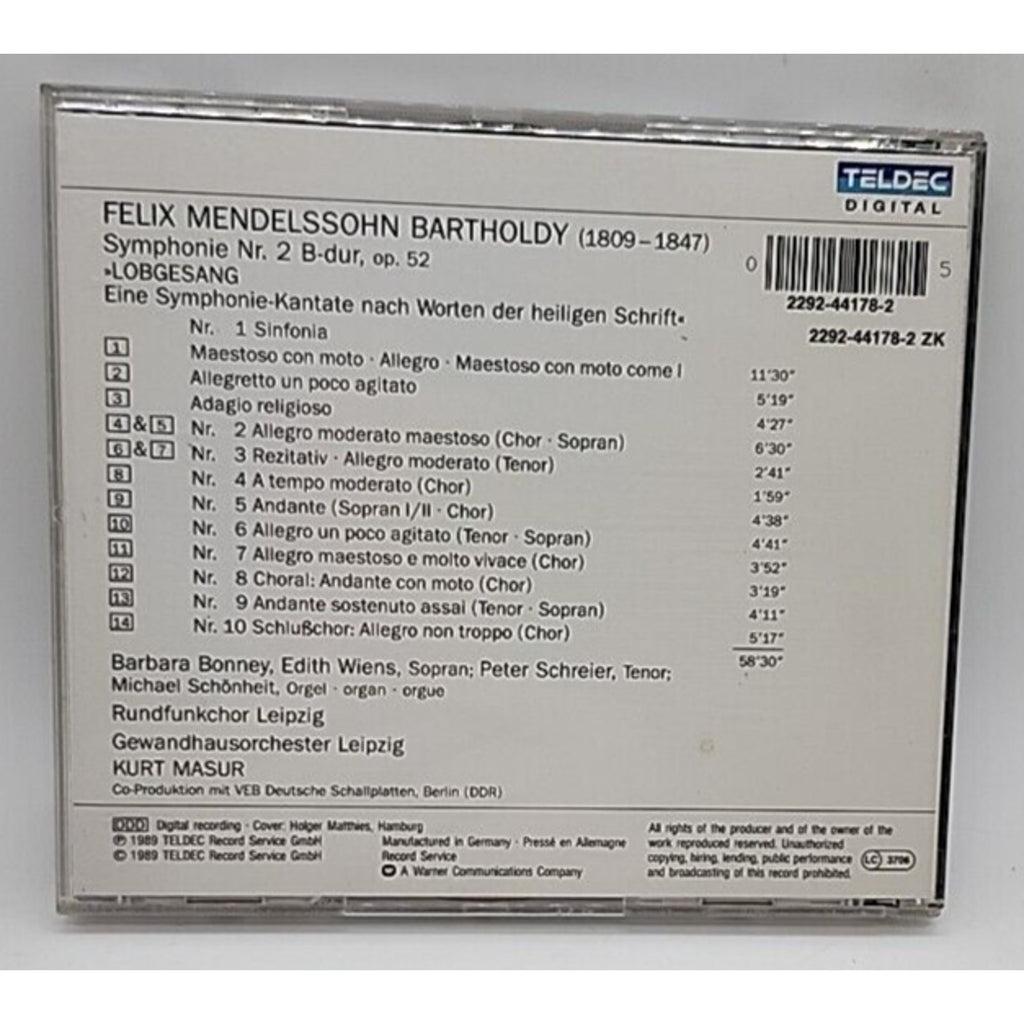 Mendelssohn Bartholdy Symphony 2 (CD)
