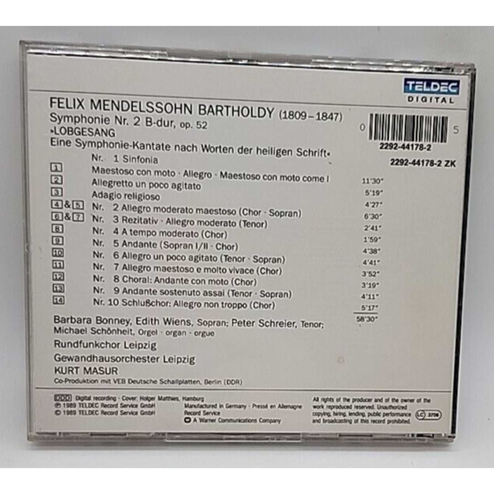 Mendelssohn Bartholdy Symphony 2 (CD)