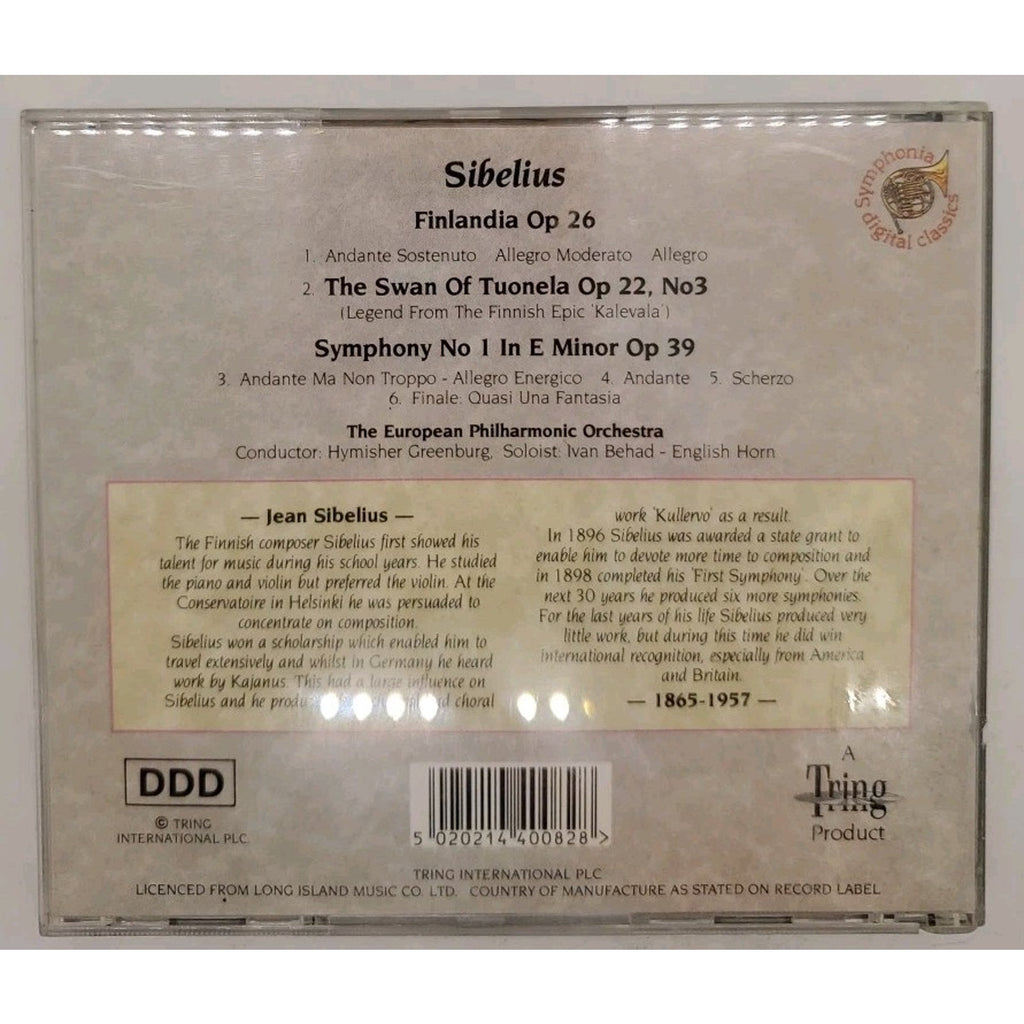 Sibelius Finlandia, Symphony No 1 CD