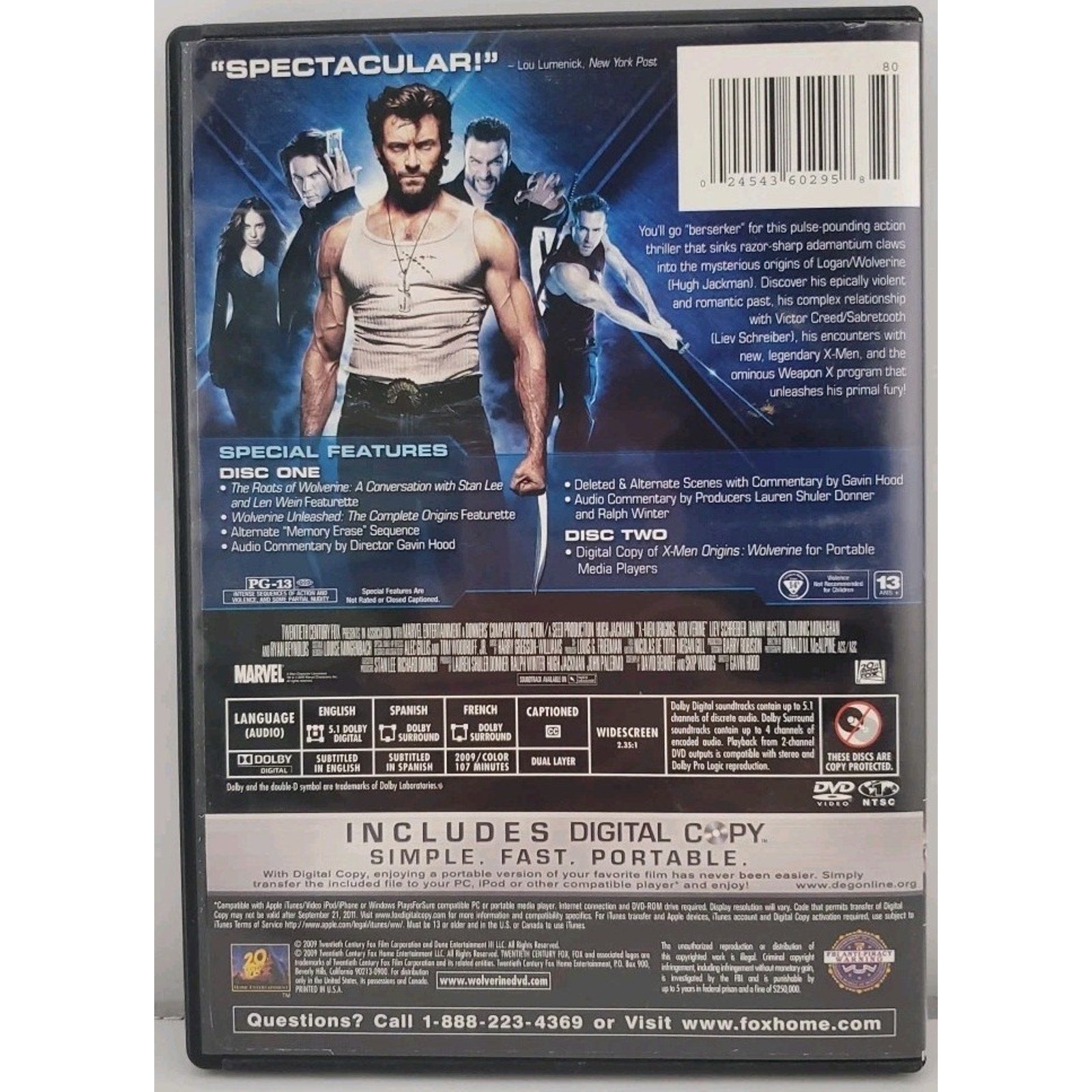 X-Men Origins: Wolverine (DVD, 2009, Special Edition Includes Digital Copy)