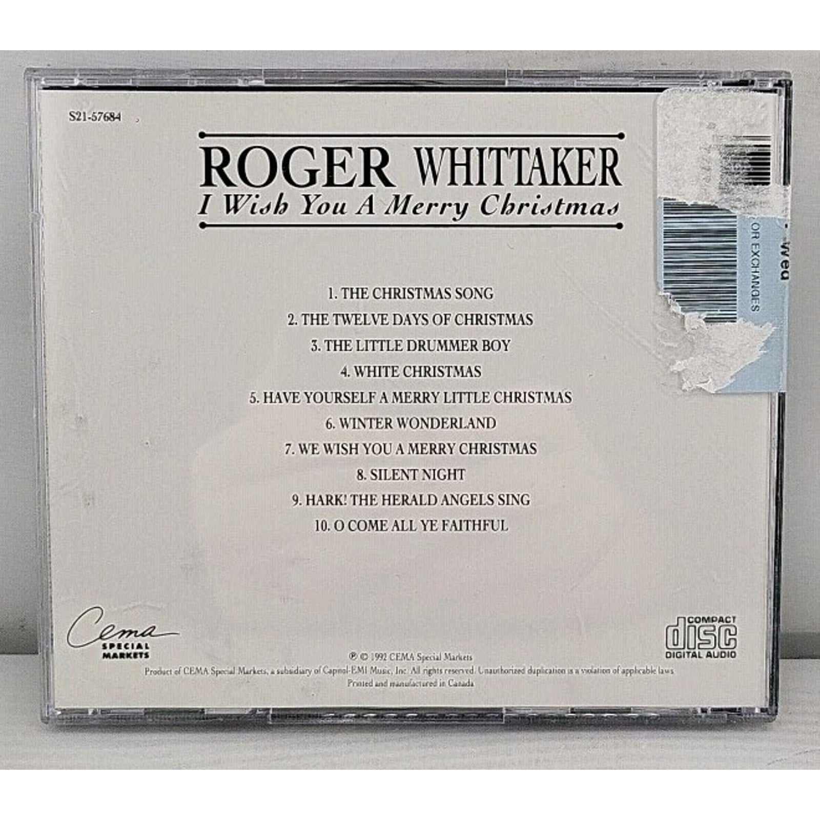Roger Whittaker - I Wish You A Merry Christmas CD 1990s Christmas Cema
