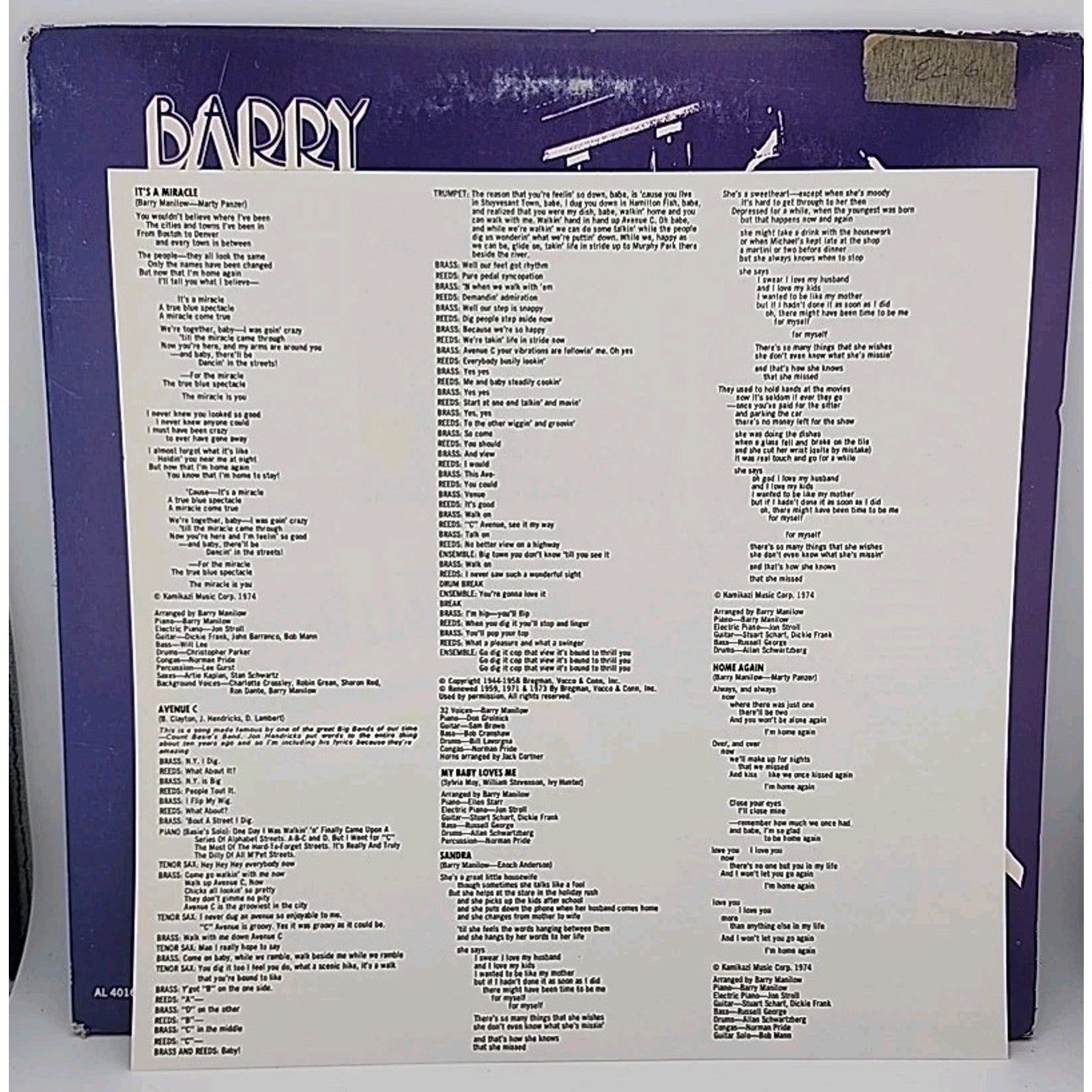 Barry Manilow "Barry Manilow II" (1974) Vinyl LP Record Album