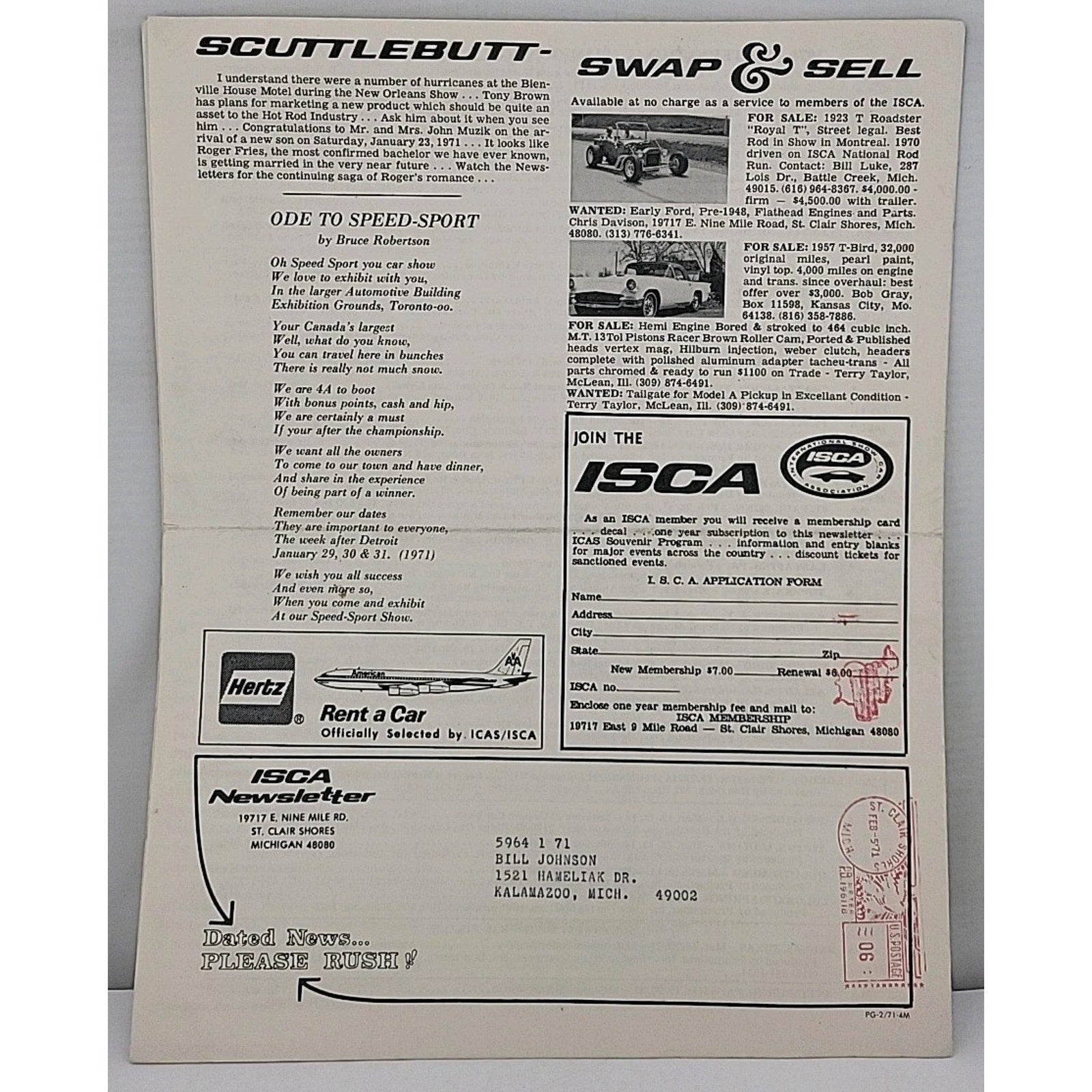 ISCA Newsletter March 1971 Volume XI Number 6