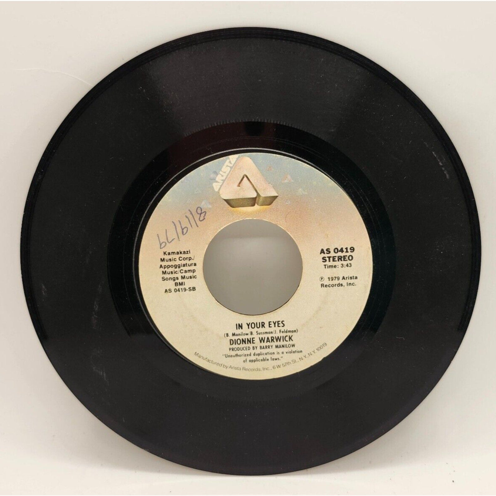 In Your Eyes / I'll Never Love This Way Again by Dionne Warwick (Record) -0419
