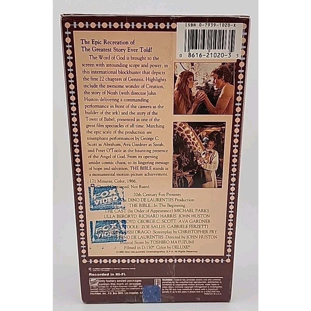 The Bible...In the Beginning (VHS, 1997, 2-Tape Set) *Brand New*