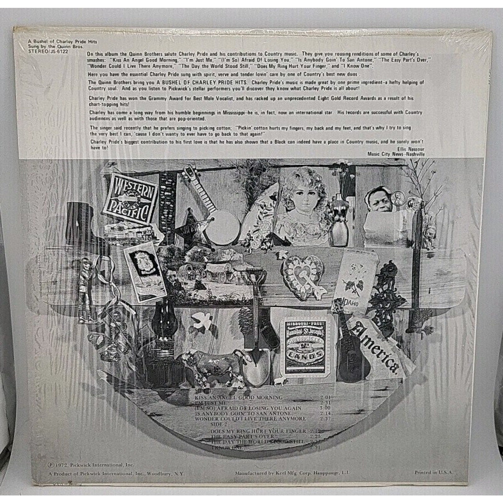 Quinn Brothers A Bushel of Charlie Pride Hits Country Vinyl LP Album Record