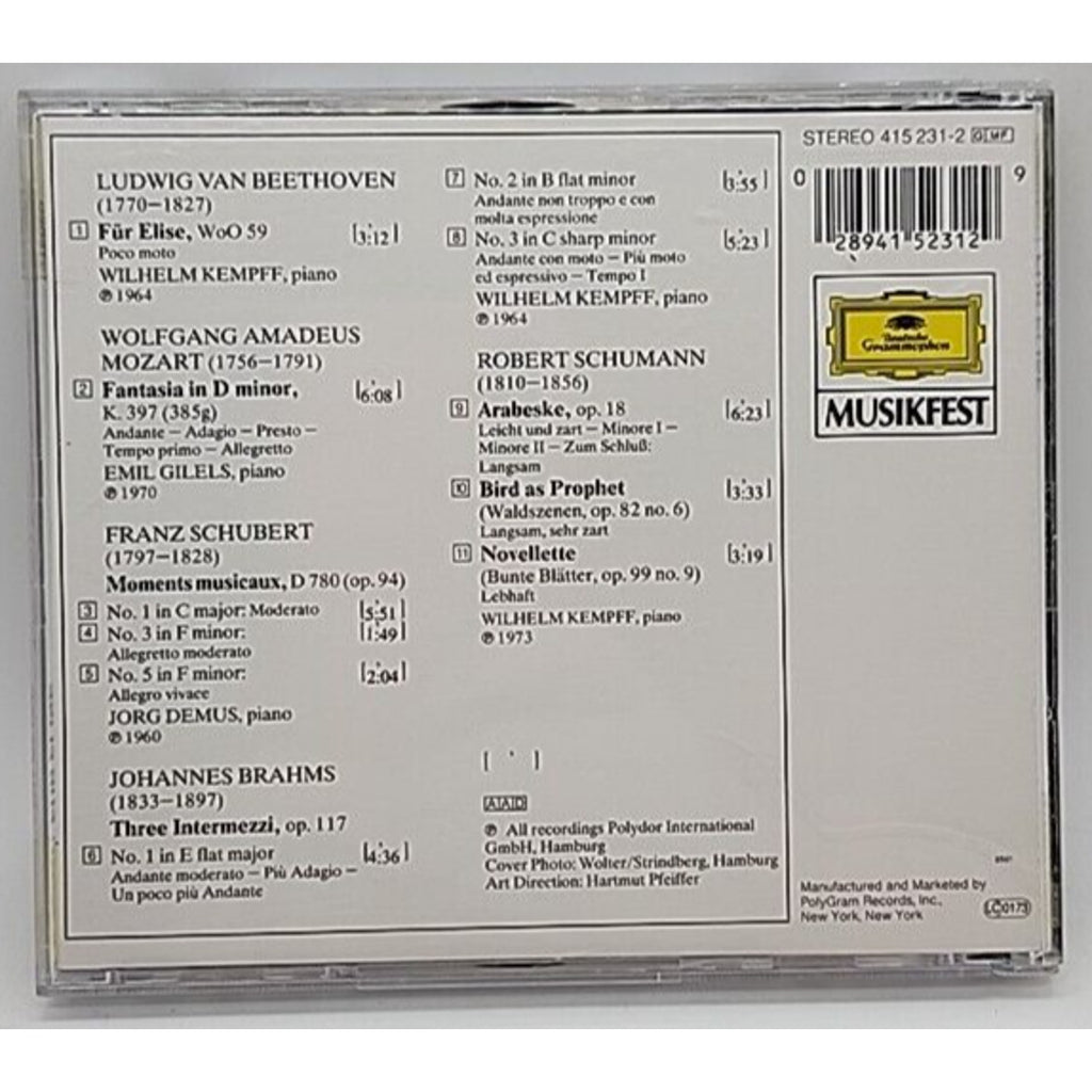 Fur Elise-Ropmantic Piano Music by Kempff, Wilhelm (CD, 2010)