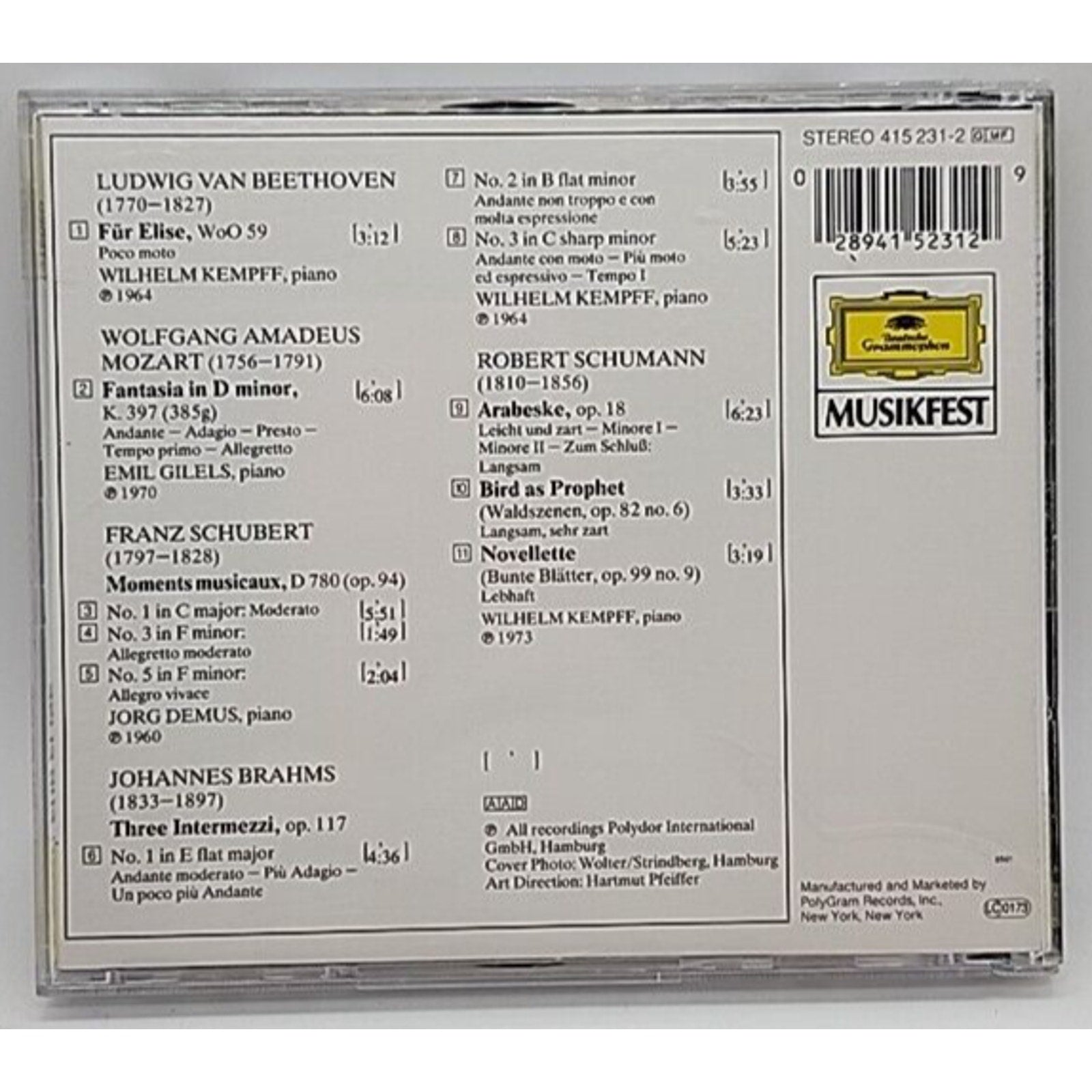 Fur Elise-Ropmantic Piano Music by Kempff, Wilhelm (CD, 2010)