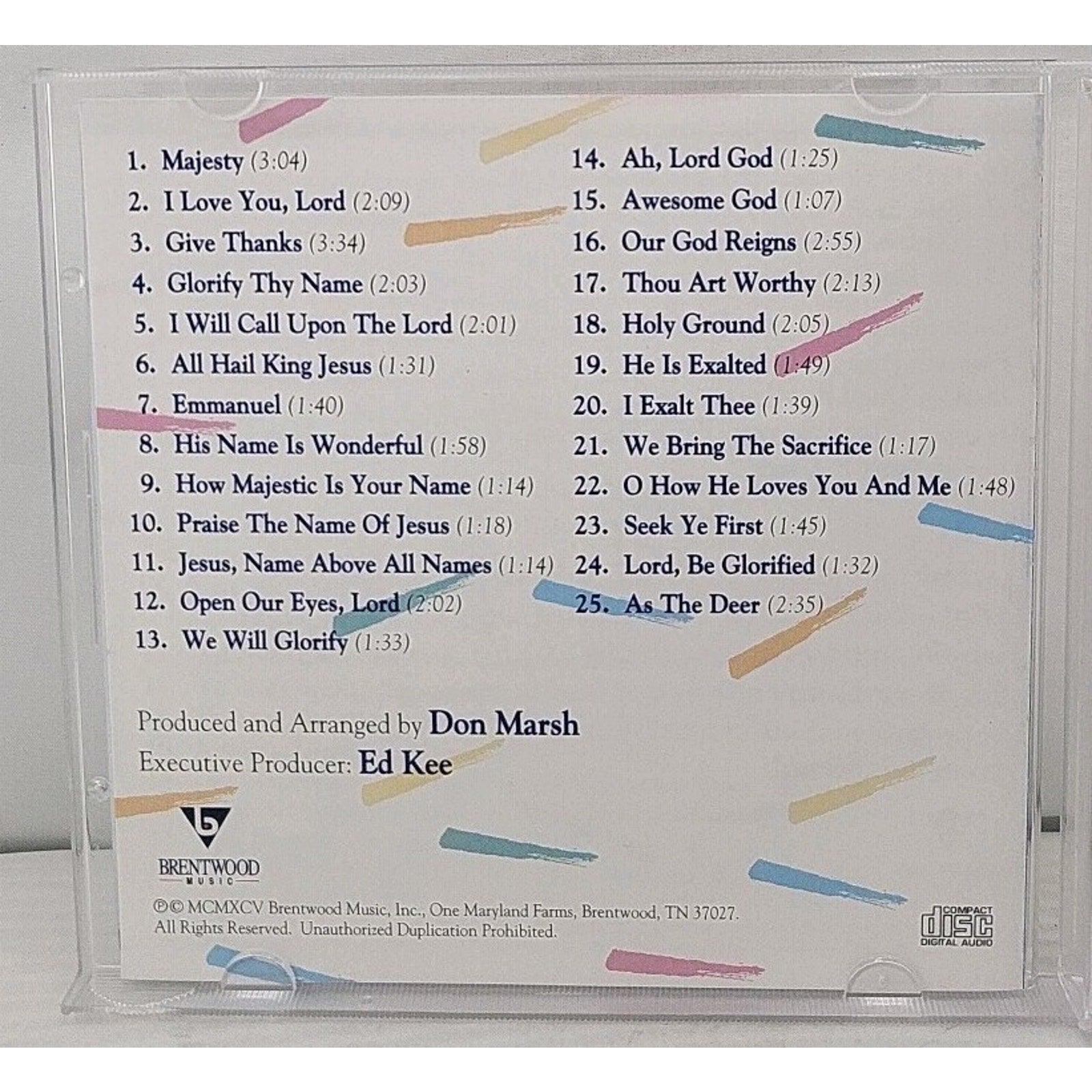 America's 25 Favorite Praise & Worship Choruses Music CD