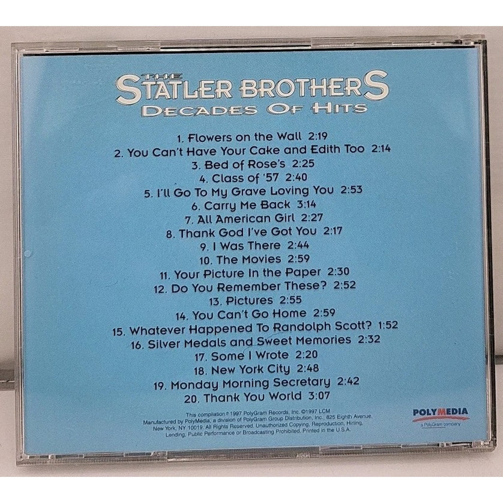 Decades Of Hits The Statler Brothers Disc 1 (CD)