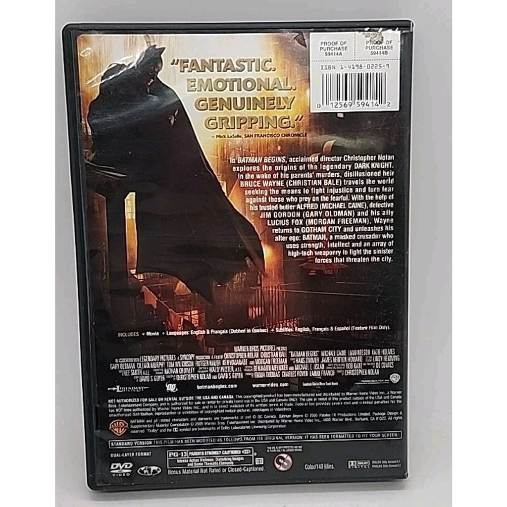 Batman Begins (DVD, 2005) Full Screen