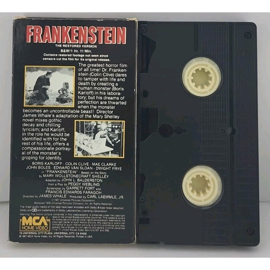 Frankenstein (VHS, 1987) Restored Version MCA Home Video 1932 Horror Classic