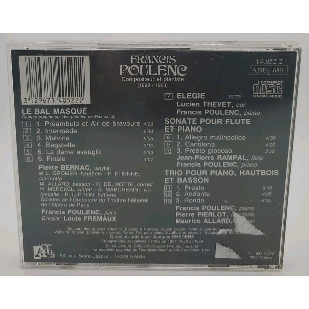 Poulenc Composer And Pianist: Le Bal Masque; Elegie; - CD -