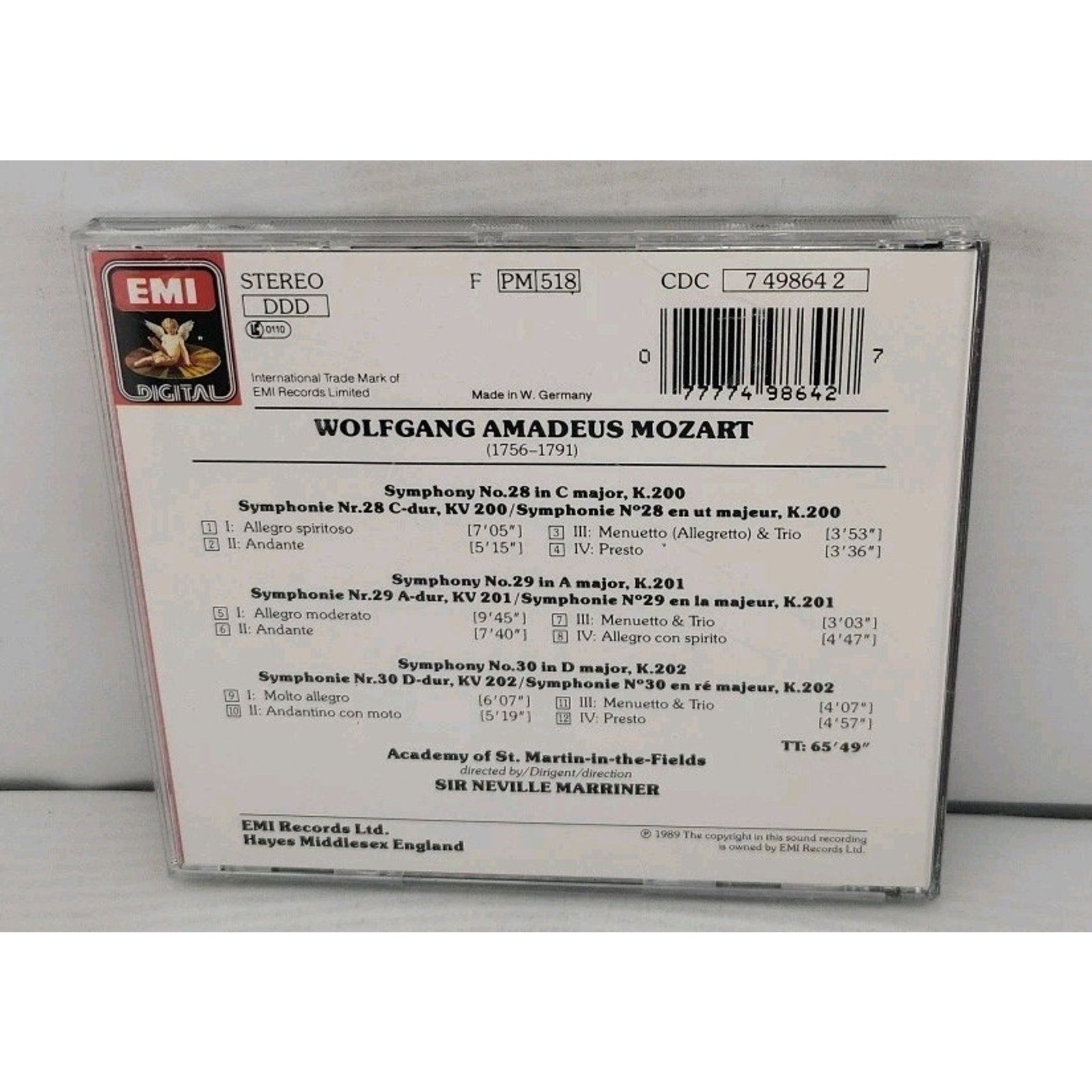 Sym 28-30 by Mozart / Marriner / Academy St Martin-In-Fields (CD, 2002)