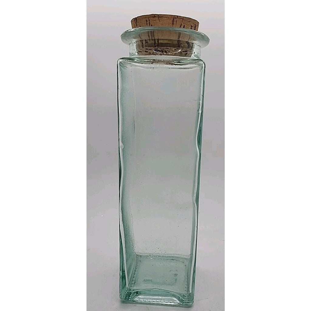 9.5" Square Clear Glass Container With Cork