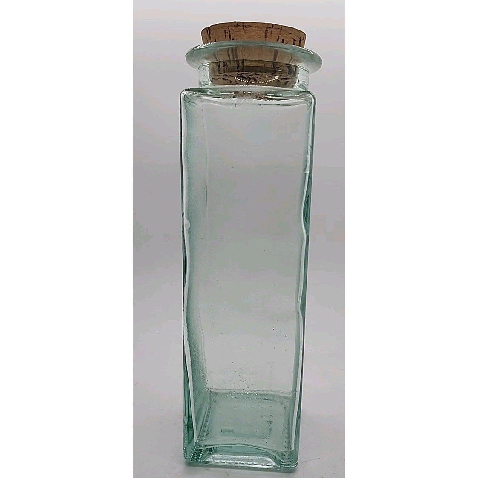 9.5" Square Clear Glass Container With Cork