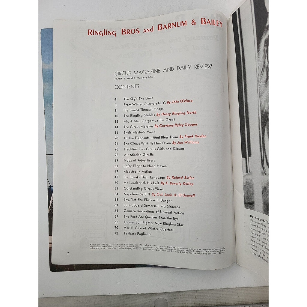 Ringling Bros and Barnum & Bailey Circus Magazine 1941 Edition