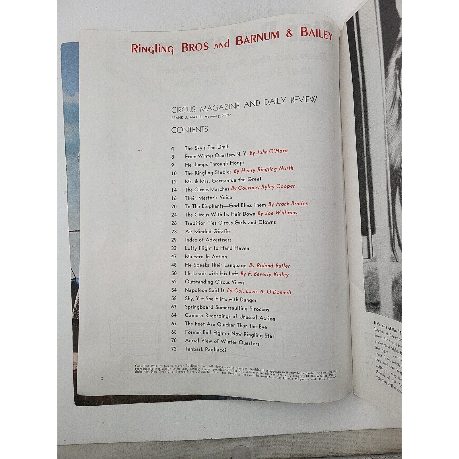 Ringling Bros and Barnum & Bailey Circus Magazine 1941 Edition