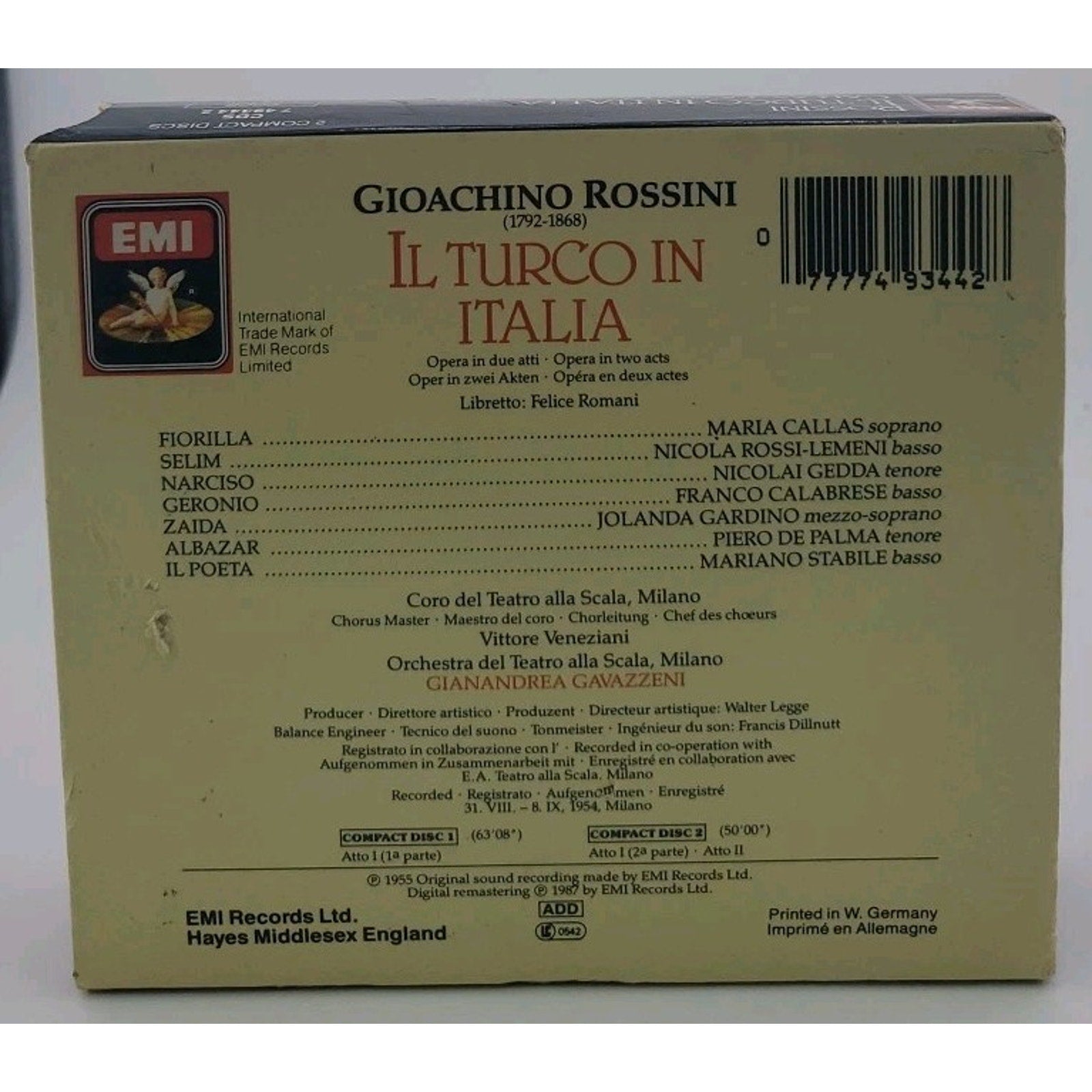 EUC Rossini: Il Turco in Italia / Maria Callas, Rossi-Lemeni, EMI 1987 (CD)