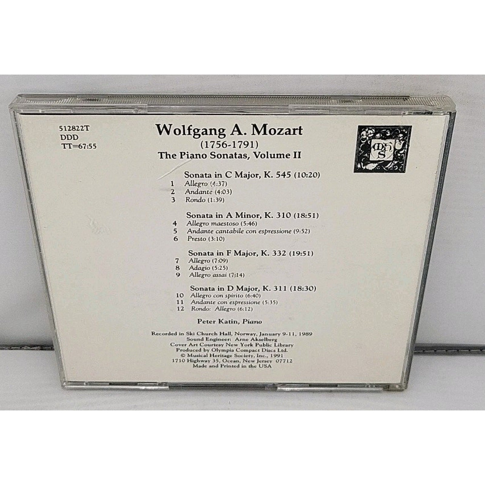 Wolfgang A. Mozart - The Piano Sonatas Volume II - Peter Katin, Piano CD