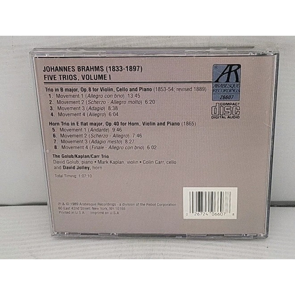 Brahms: Five Trios, Volume I CD